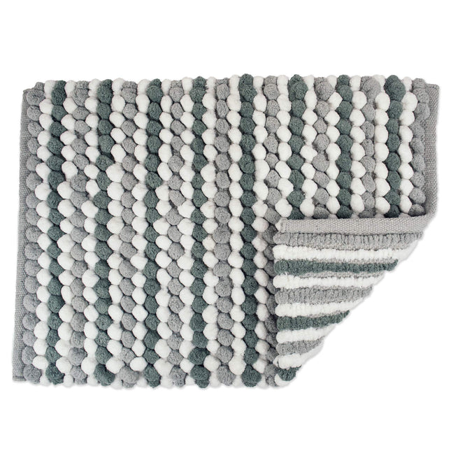 DII Ultra Soft Plush Spa Microfiber Shag Chenille Bath Mat Place in Front of Shower, Vanity, Bath Tub, Sink, and Toilet, 21 x 34 - Gray Stripe