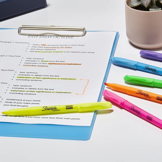 Surligneurs Sharpie Accent Pocket, pointe biseautée, couleurs assorties, paquet de 24