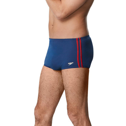 Speedo Men's Swimsuit Square Leg Poly Mesh Training Suit Navy/Red