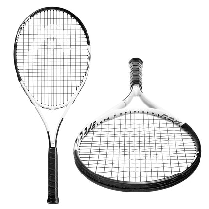 Raquette de tennis adulte HEAD Geo Speed - Pré-cordée Équilibre en tête 27,5 pouces - Manche 4 3/8 pouces, Noir/Blanc