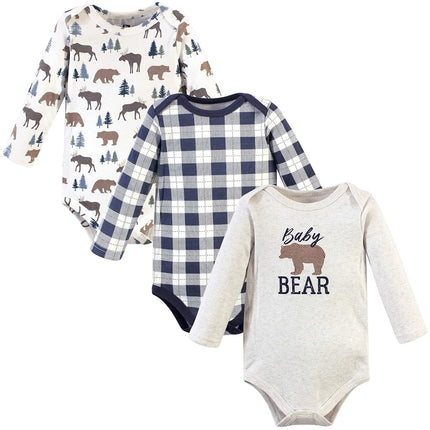 Hudson Baby Unisex Baby Cotton Long-sleeve Bodysuits, Moose Bear, 9-12 Months