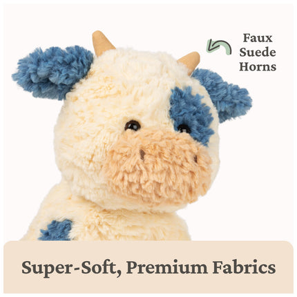 GUND Cozys Collection Vaca, Peluche para 0 años en adelante, Juguete de peluche para decoración primaveral, Crema/Azul, 25.4 cm