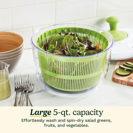 Cuisinart Escurridor de Ensalada Grande Spin Stop - Lave, Seque y Escurra Verduras de Hoja Verde, Frutas y Verduras, 4.7 L, CTG-00-SAS1