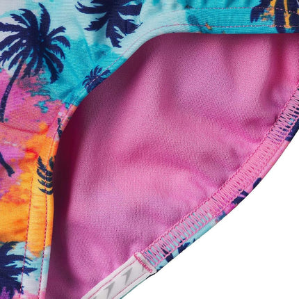 Traje de baño de una pieza Speedo Girls Thin Strap, estampado Multi Palm, M