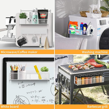 7 Pack Metal Spice Rack for Refrigerator, Moveable Organizer with Hook Rack, Paper Towel Holder, Strong Magnetic Storage