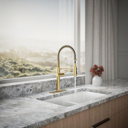 Kohler K-22973-2MB Crue Kitchen Sink Faucet, Brushed Modern Brass, XXX-Large