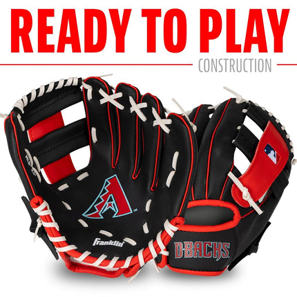 Franklin Sports MLB Youth Teeball Glove + Foam Ball Set - Kids Arizona Diamondbacks Baseball + Teeball Mitt and Ball - Perfect First Kids Glove - 9.5"