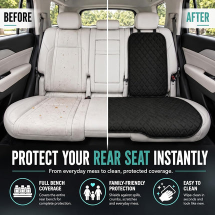 FH Group Car Seat Cushion Neosupreme Automotive Seat Cushions - Universal Fit, Rear Car Seat Cushion, Car Seat Cushions with Non-Slip Silicone Backing for SUV, Sedan, Van Rear Set Black