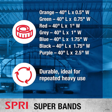 Spri Unisex Weight Resistance Training Band, Red, One Size