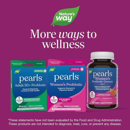 Nature’s Way Probiotic Pearls Women’s Probiotic Supplement, Vaginal & Digestive Health*, 1 Billion Cultures, No Refrigeration Required, 90 Softgels