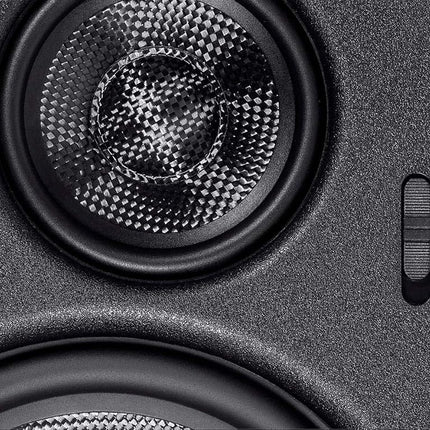 Monoprice in Wall 3-Way Speakers Carbon Fiber - 8 Inch (Pair) with Paintable Magnetic Grille, for Home Theater - Alpha Series
