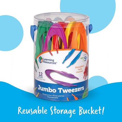 Learning Resources Jumbo Tweezers, Ages 5+, Fine Motor Skills Toy for Sorting & Counting, Preschool Science Tool, Set of 12