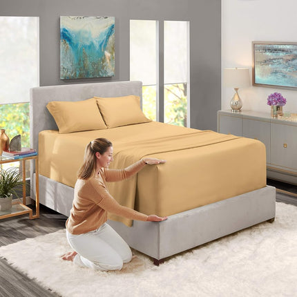 Nestl Twin Bed Sheet Set - Camel Gold - 3-Piece Extra Deep Pocket