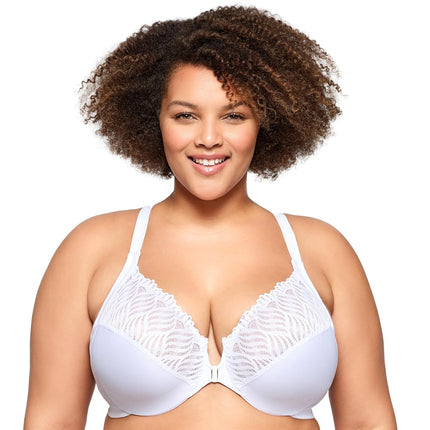Glamorise Front-Closure T-Back Wonderwire Underwire Bra 1246 (Women's & Women's Plus) White