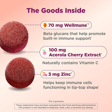 OLLY Kids Immunity Gummy Multivitamin, 25 Day Supply (50 Count), Cherry Berry, Wellmune, Elderberry, Acerola Cherries, Chewable Supplement