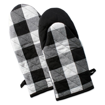 DII Black & White Checkered Oven Mitts, Set of 2, 