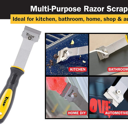Titan 11030 9-1/4-Inch Multi-Purpose Razor Scraper | Includes 1 Extra Heavy-Duty Razor Blade