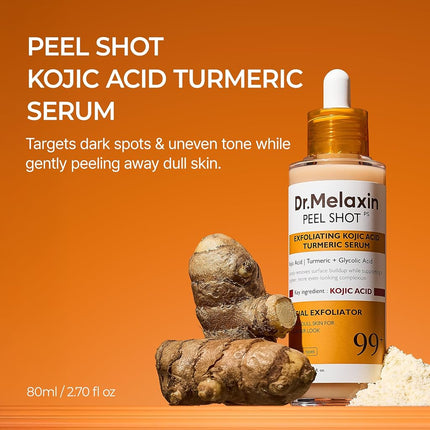 Dr.Melaxin Peel Shot Exfoliating Serum with Kojic Acid and Turmeric for Brightening and Exfoliation 80ml