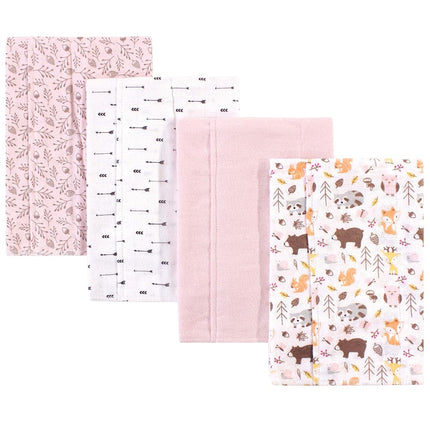 Hudson Baby Cotton Poly Flannel Burp Cloths Multipack, Girl Pinecone 8-Pack, One Size