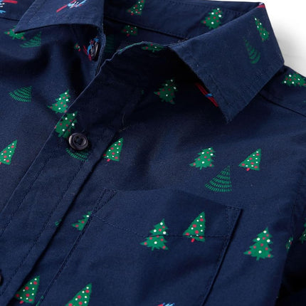 The Children's Place Boy's Long Sleeve Button Down Shirts, Tidal Trees, Small