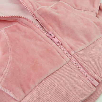 HonestBaby Velour Pullover Hoodie and Zip Front Sweatshirt and Jogger Sweatpants Set Baby, Toddler, Boys, Girls, Unisex, Pink with Stripe, 18 Months, Pink with Stripe, 18 Months