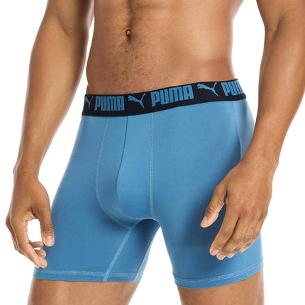 PUMA Men's 4 Pack Active Stretch Boxer Briefs, Blue Combo, XL