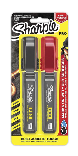 Sharpie PRO Permanent Marker, Medium, Chisel Tip, Assorted Colors, Black and Red 2-Count (2018333)