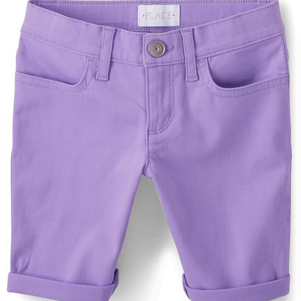 The Children's Place Girls' Denim Skimmer Shorts, Iris Pop Purple, 14