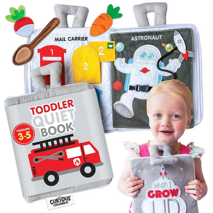 Curious Columbus When I Grow Up Quiet Book, Fabric Busy Book for Travel