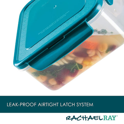 Rachael Ray Leak-Proof Stacking Container Food Storage Bin Set, 10 Piece, Teal Lids