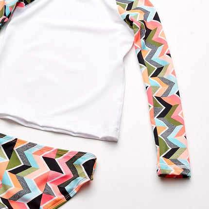 Kanu Surf Girls' Long Sleeve Rashguard UPF 50+ Two Piece Swim Set, Ruby Multi, 12
