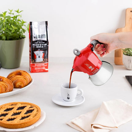 Bialetti New Moka Induction InBialetti Moka Induction Stovetop Coffee Maker (3 cup) - Redduction Coffee Pot, 4 Cups, 150 ml, Aluminium, Red