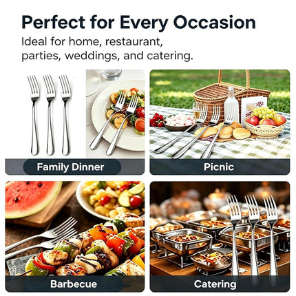 24 PCS Forks Stainless Steel, Food Grade Stainless Steel Metal Forks Cutlery Set, Table Dinner Forks Silverware Set for Home, Kitchen, Restaurant, Dishwasher Safe (8 inch, Silver)