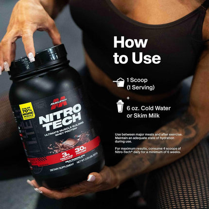 MuscleTech Whey Protein, Nitro-Tech Whey Isolate + Peptides, Lean with Creatine, Sports Nutrition for Men & Women, Vanilla, 1.81kg (40 Servings)