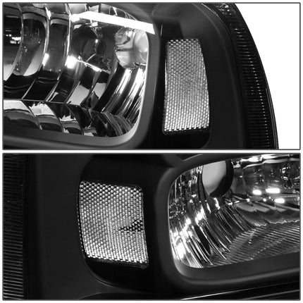 DNA MOTORING Faros delanteros Conjunto de faros delanteros compatible con Ford F250-350 F450 F550SD 05-07, Negro/Transparente, HL-OH-FSD05-BK-CL1