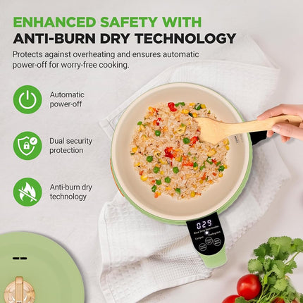 NutriChef Rice Cooker 1.5L with Ceramic Non-Stick Pot & Digital Controls