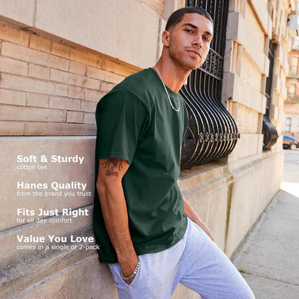 Hanes Men's ComfortSoft Short Sleeve T-Shirt, Charcoal Heather, Medium