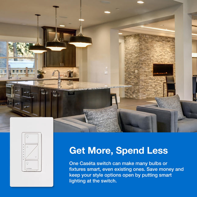 Lutron P-BDG-PKG1W Kit de atenuador inalámbrico Caseta con Smart Bridge, blanco