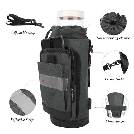 Crutch Bag Lightweight Crutch Accessories Storage Pouch with Reflective Strap and Front Zipper Pocket for Universal Crutch Bag to Keep Item Safety (Dark Gray)
