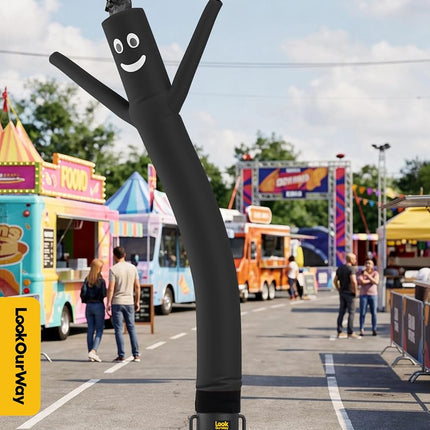 LookOurWay Air Dancers Inflatable Tube Man Attachment - 10 Feet Tall Wacky Waving Inflatable Dancing Tube Guy for Business Promotion - Blower Not Included - Black