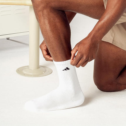 adidas Athletic Cushioned Crew Socks With Arch Compression For A Secure Fit (6-pair) Men's Sports Socks (Pack of 6), Black White, M