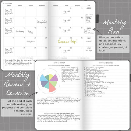 Clever Fox Addiction Recovery Journal, Daily Sobriety Planner A4 Black