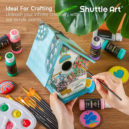 Shuttle Art 36 Colours Acrylic Paints, 2oz/60ml Bottles, Rich Pigmented