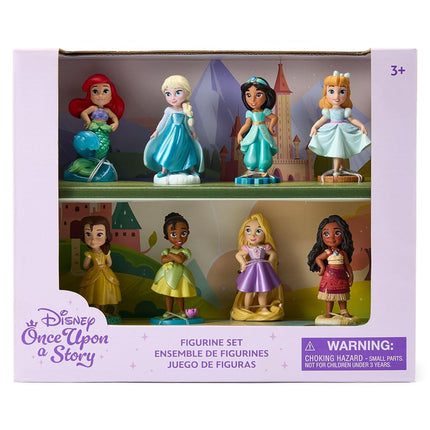 Disney Store Official Set of Once Upon a Story Figures - 8 fully sculpted Disney characters including Cinderella, Ariel, Belle, Jasmine, Tiana and more in a double-level box with backgrounds