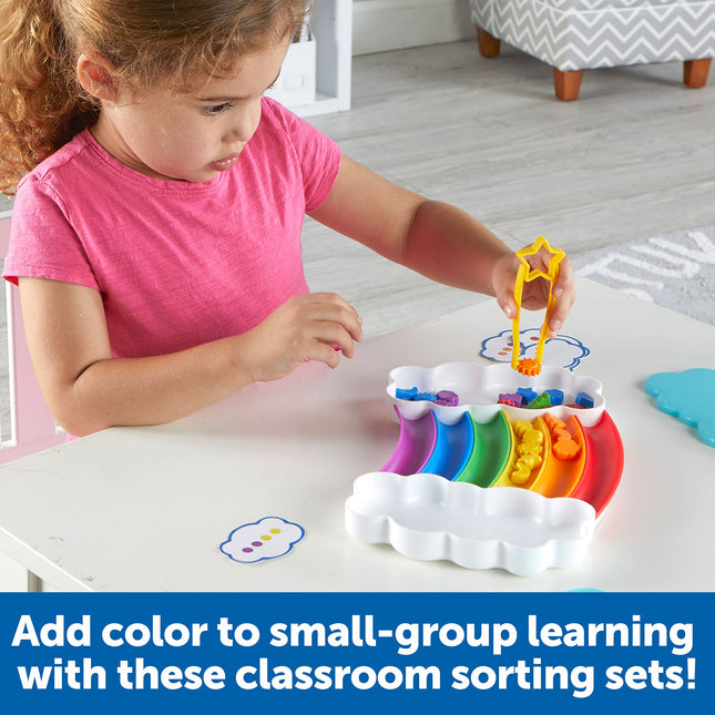 Learning Resources Rainbow Sorting Set Classroom Edition Set of 4 Fine Motor Skills, Sorting, Patterning, Addition Skills, Learning and Education Toys, Sensory Tray, 144-Piece, Ages 3+