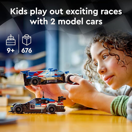 LEGO Speed Champions BMW M4 GT3 & BMW M Hybrid V8 Race Car Toys for 9 Plus Year Old Boys & Girls, Buildable Model Vehicles with 2 Driver Minifigures, Kids' Bedroom Decoration, Birthday Gift Idea 76922