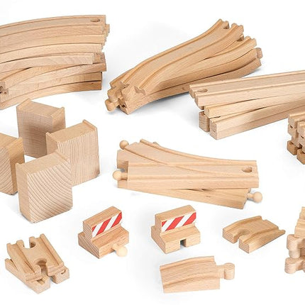 BRIO World 50 Piece Train Track Pack for Kids Age 3 Years Up - Wooden Railway Accessories and Add Ons