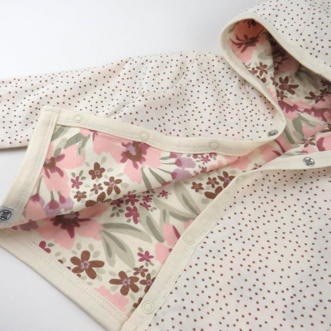 HonestBaby – Vestes à capuche à boutons-pression sur le devant, hauts à boutons-pression sur le côté, pulls à capuche en 100 % coton biologique confortable pour bébés garçons, filles, unisexes, motif floral peint rose, 24 mois