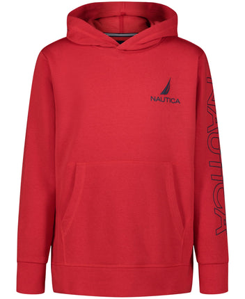 Nautica Boys' Long Sleeve Fleece Pullover Hoodie, 