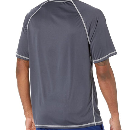 Speedo Men's Uv Swim Shirt Short Sleeve Loose Fit Easy Tee, Granite, Uv Swim Shirt Short Sleeve Loose Fit Easy Tee